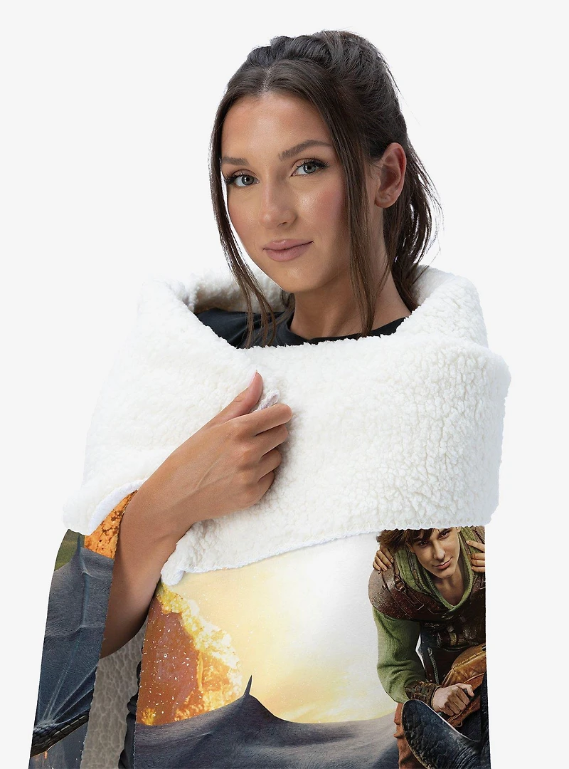 How to Train Your Dragon: Live Action Flight Above the Sea Silk Touch Sherpa Throw Blanket