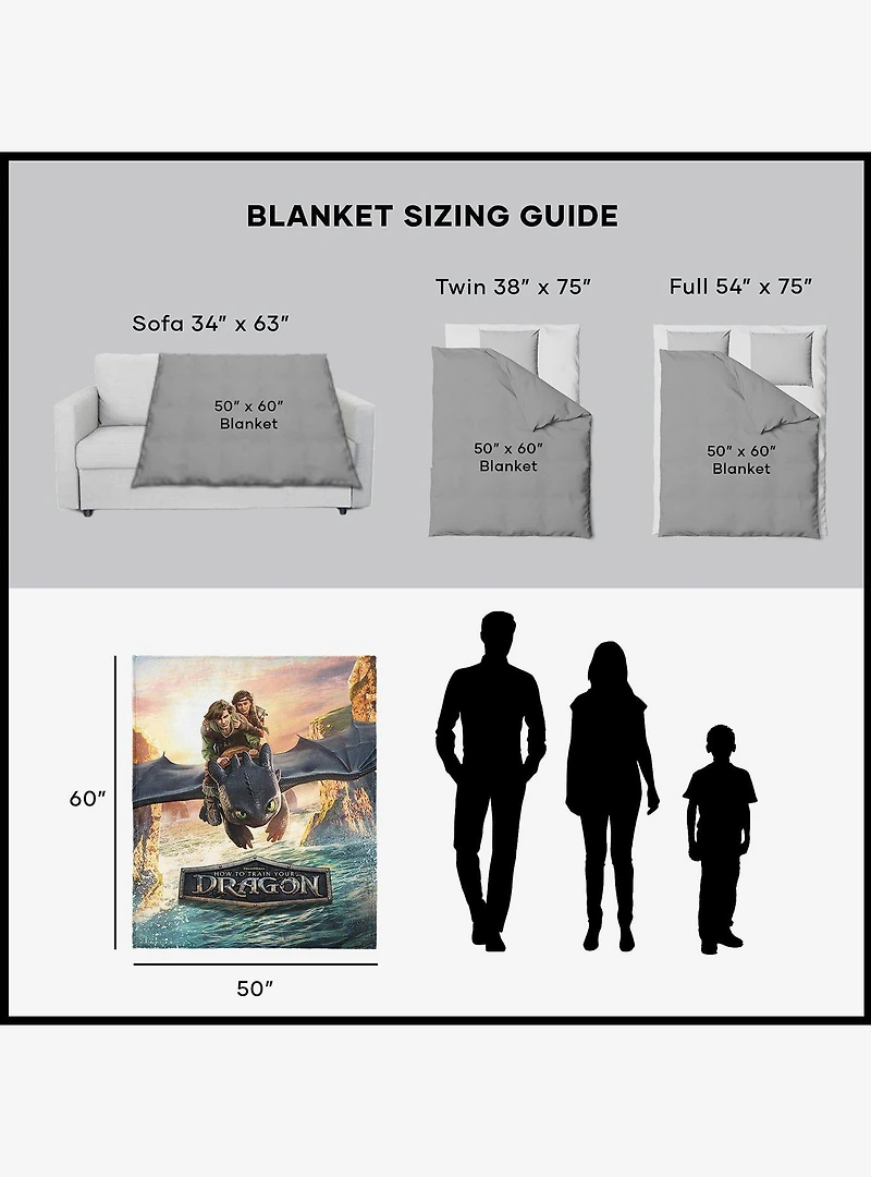 How to Train Your Dragon: Live Action Flight Above the Sea Silk Touch Sherpa Throw Blanket