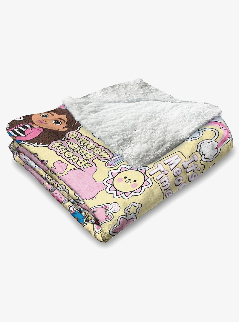 Gabby's Dollhouse It's Meow Time Silk Touch Sherpa Throw Blanket