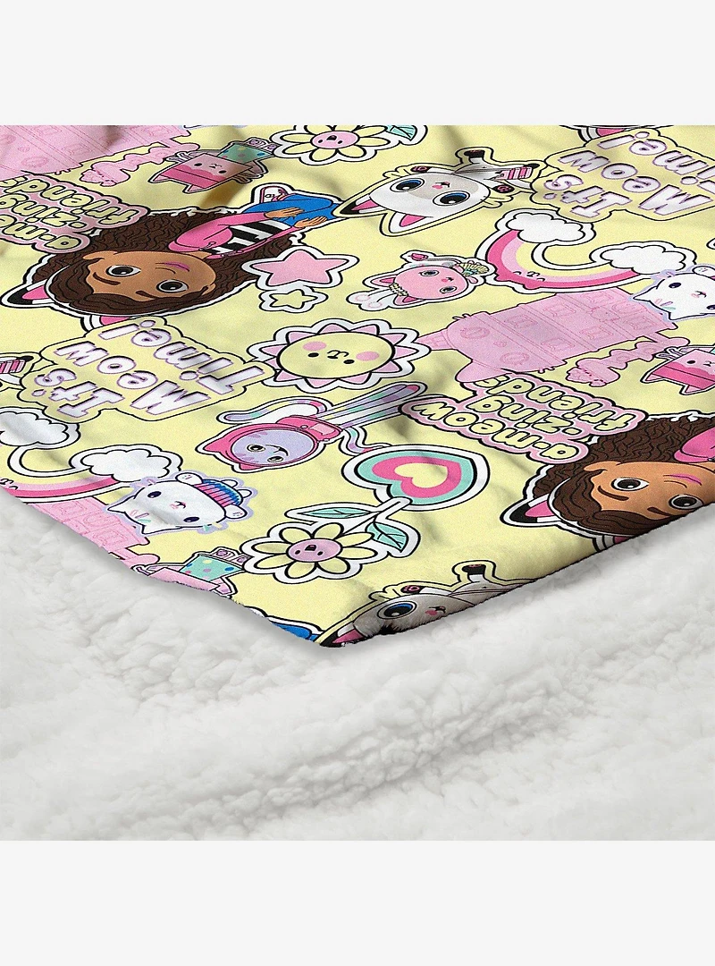 Gabby's Dollhouse It's Meow Time Silk Touch Sherpa Throw Blanket