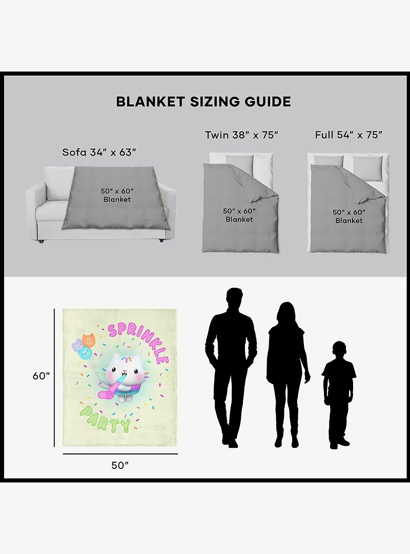 Gabby's Dollhouse Sprinkle Party Silk Touch Sherpa Throw Blanket