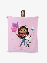 Gabby's Dollhouse Pink Party Time Silk Touch Sherpa Throw Blanket