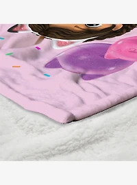 Gabby's Dollhouse Pink Party Time Silk Touch Sherpa Throw Blanket