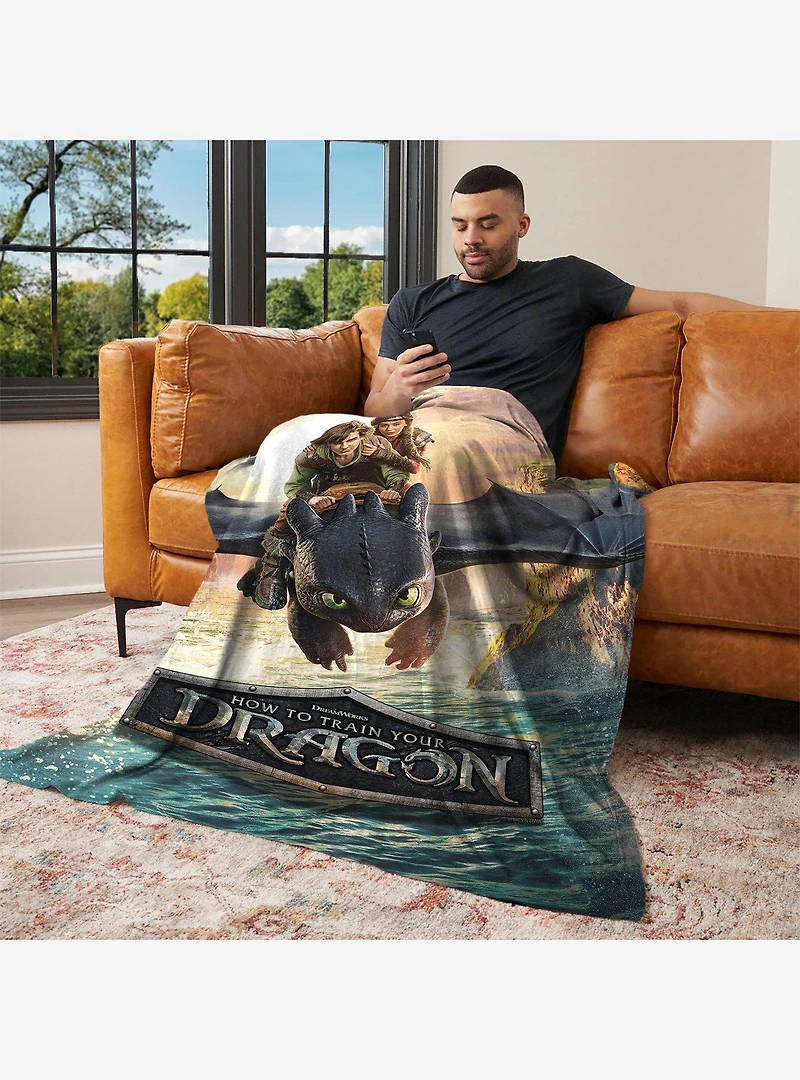 How to Train Your Dragon: Live Action Flight Above the Sea 60x80" Silk Touch Throw Blanket