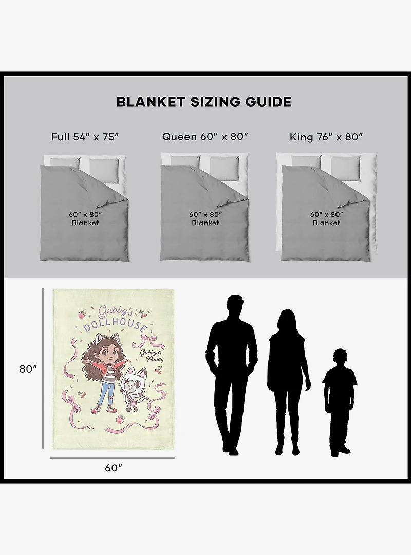 Gabby's Dollhouse Gabby and Pandy 60x80" Silk Touch Throw Blanket