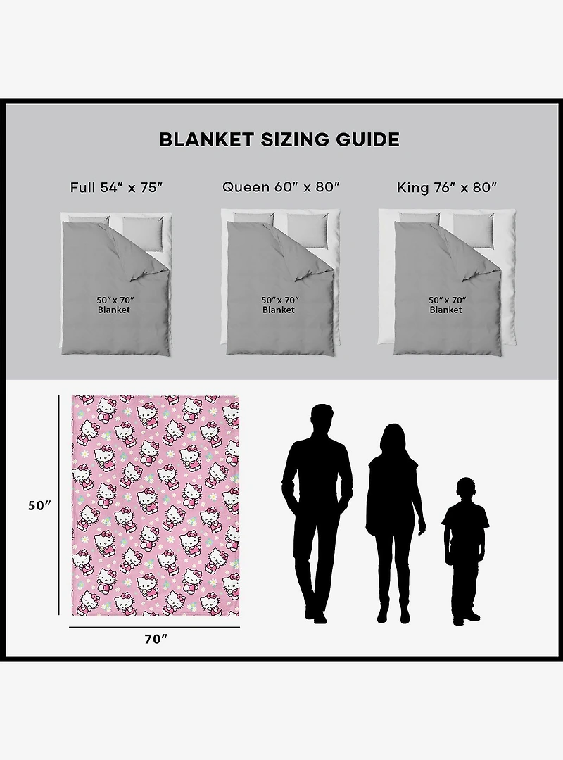 Hello Kitty Flower Power Silk Touch Throw Blanket