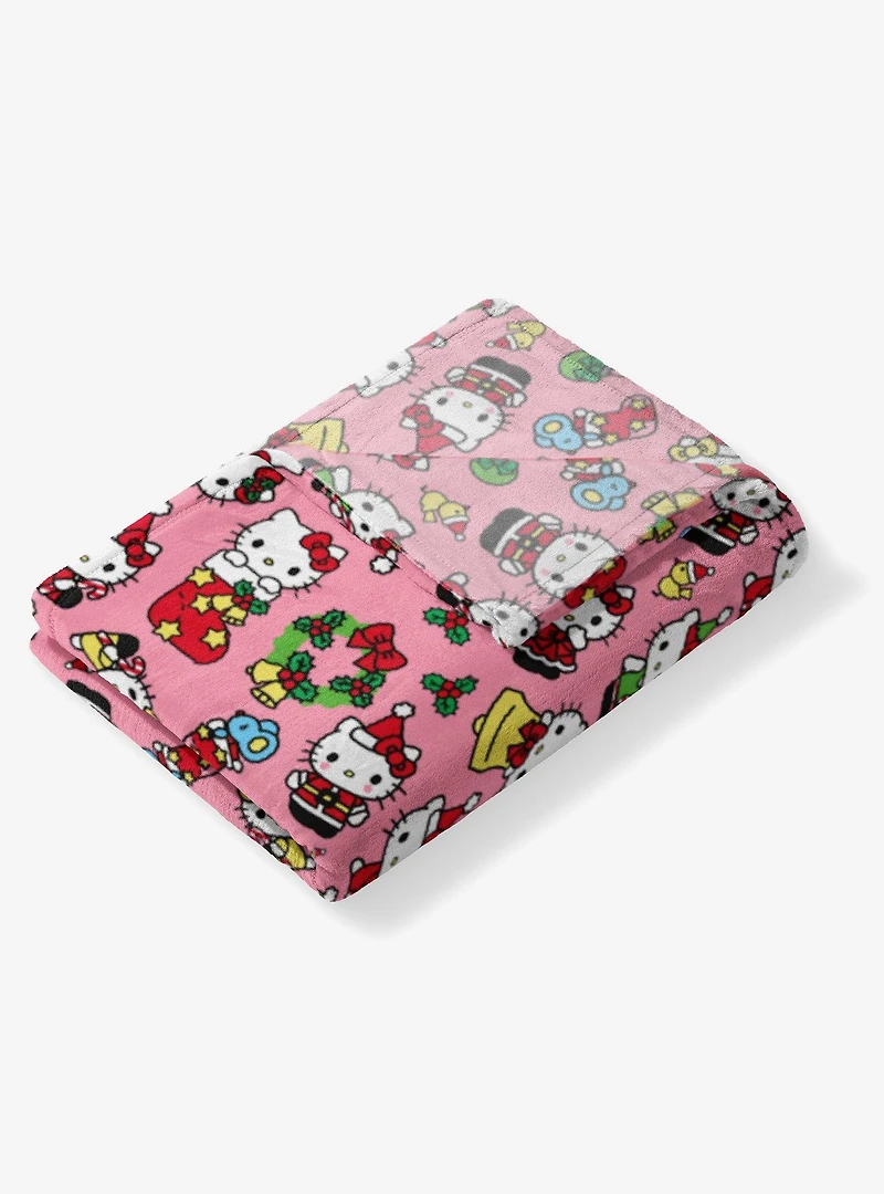 Hello Kitty Hello Mistletoe Pink Silk Touch Throw Blanket