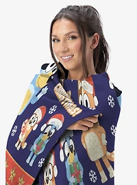 Bluey Holiday Stripe Heelers Silk Touch Throw Blanket