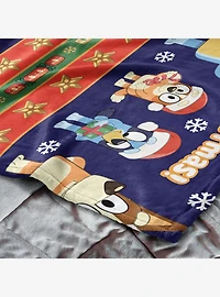 Bluey Holiday Stripe Heelers Silk Touch Throw Blanket