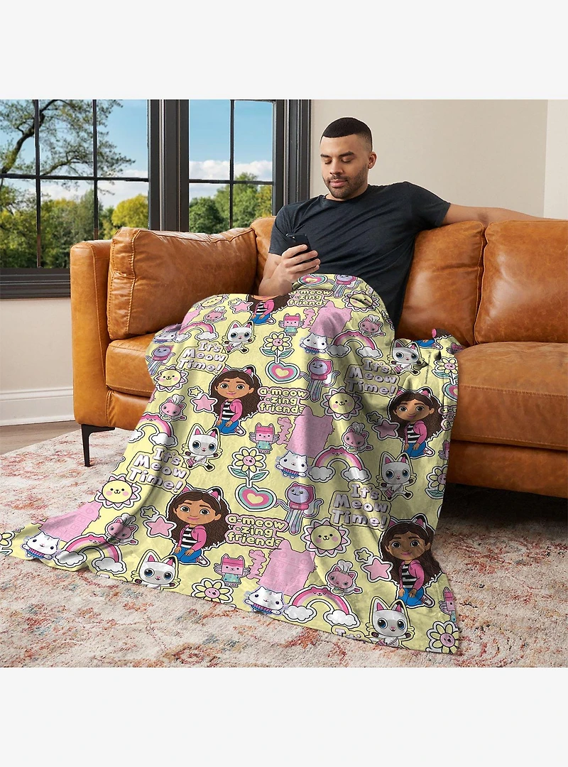 Gabby's Dollhouse It's Meow Time 40x50" Silk Touch Throw Blanket