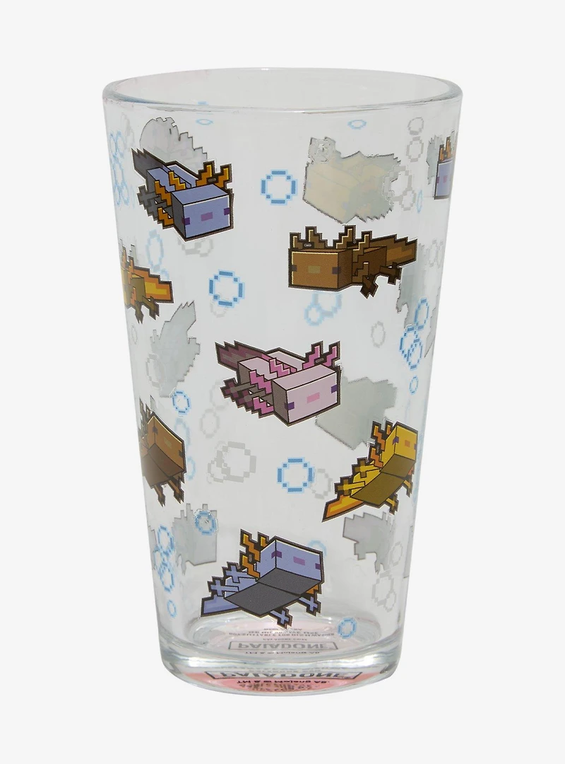 Minecraft Axolotls Allover Print Glass Cup