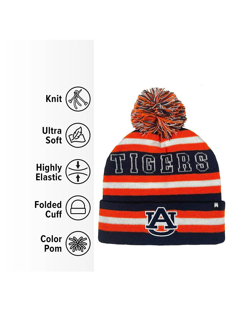Auburn University Block Stripes Knit Pom Beanie
