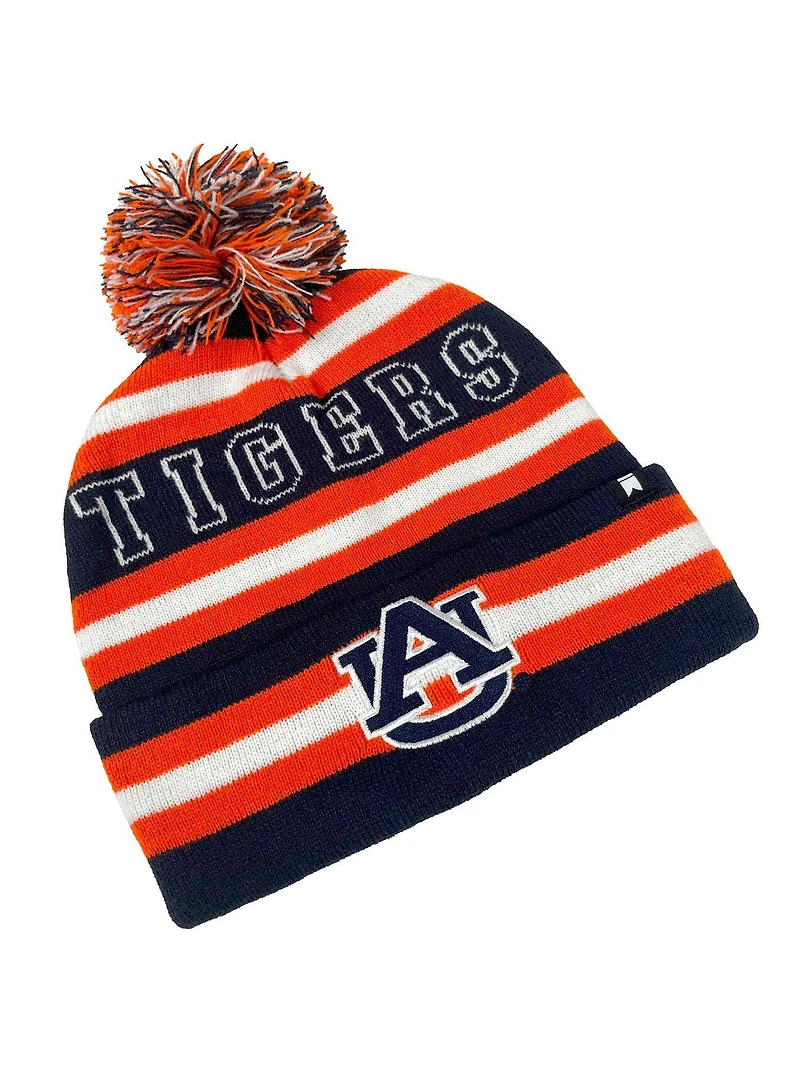 Auburn University Block Stripes Knit Pom Beanie