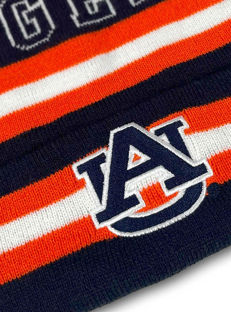 Auburn University Block Stripes Knit Pom Beanie