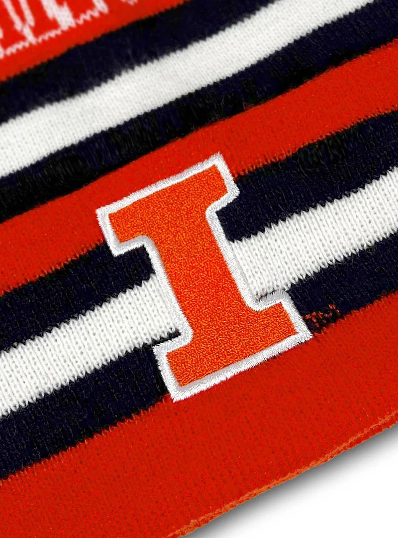 University of Illinois Block Stripes Knit Pom Beanie