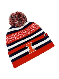 University of Illinois Block Stripes Knit Pom Beanie