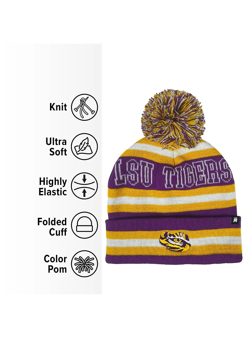 Louisiana State University Block Stripes Knit Pom Beanie