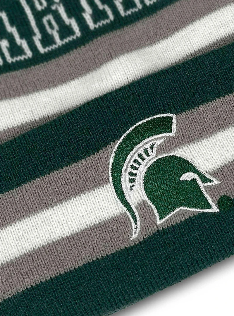 Michigan State University Block Stripes Knit Pom Beanie