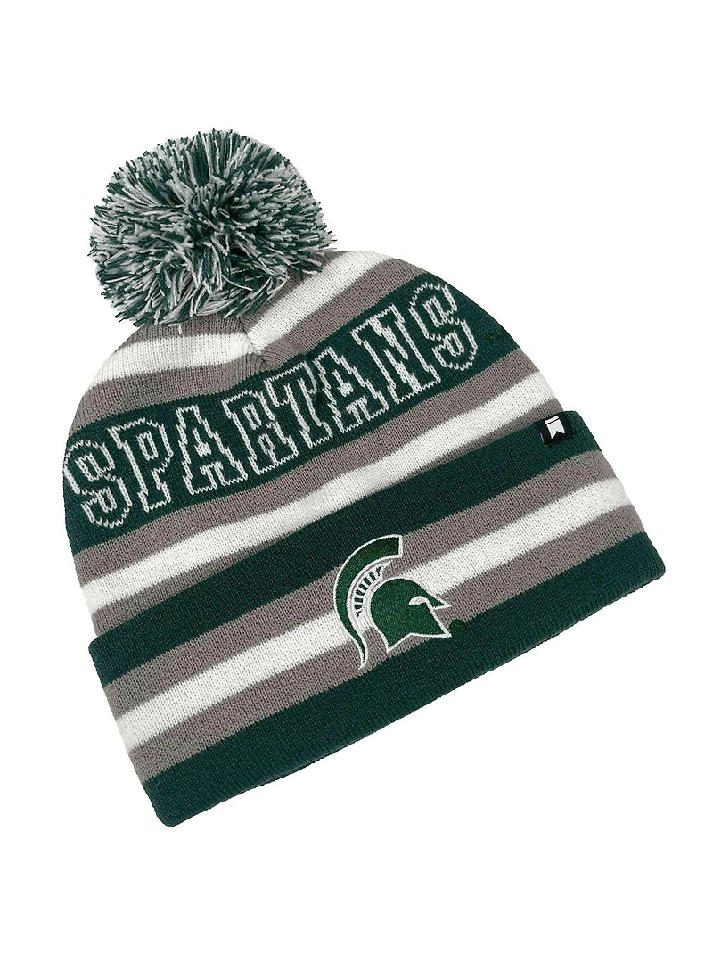 Michigan State University Block Stripes Knit Pom Beanie