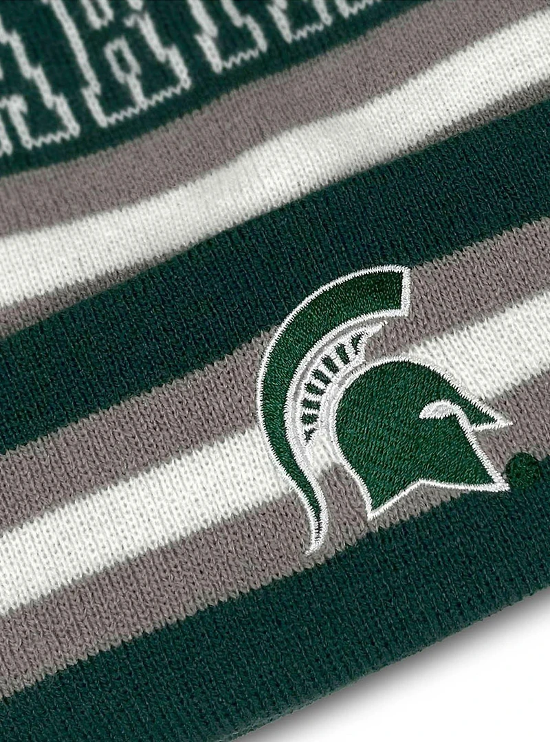Michigan State University Block Stripes Knit Pom Beanie