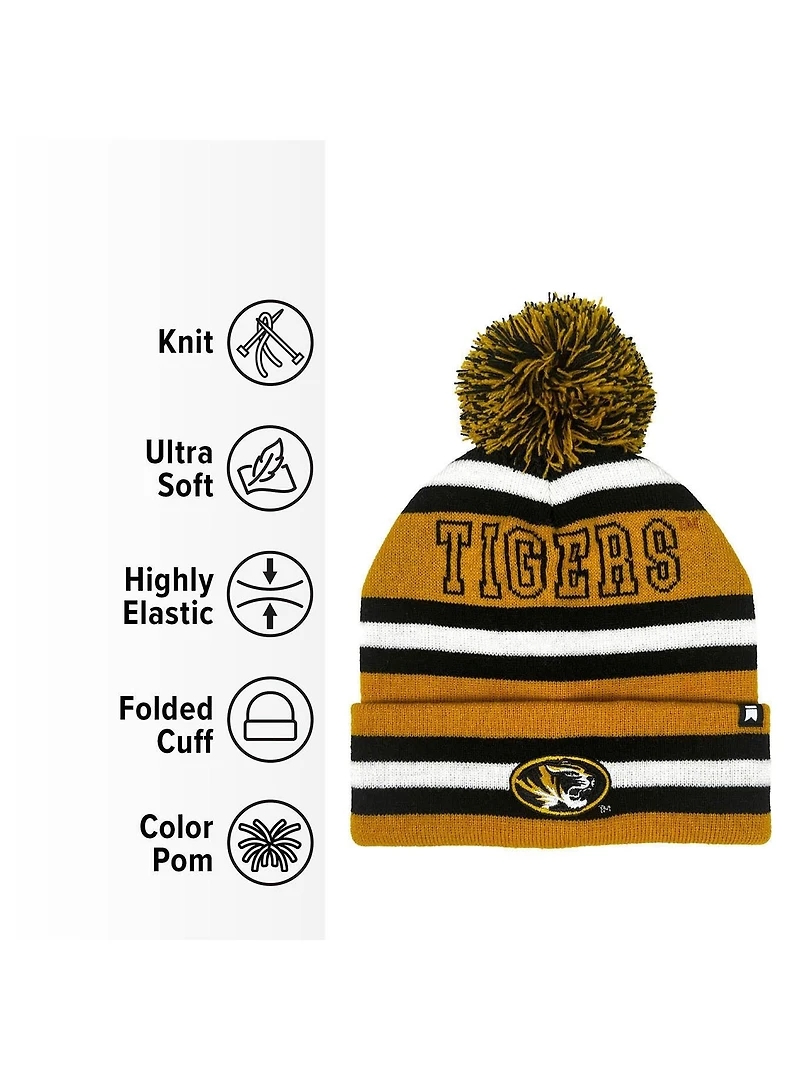 University of Missouri Block Stripes Knit Pom Beanie