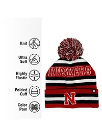 University of Nebraska Block Stripes Knit Pom Beanie