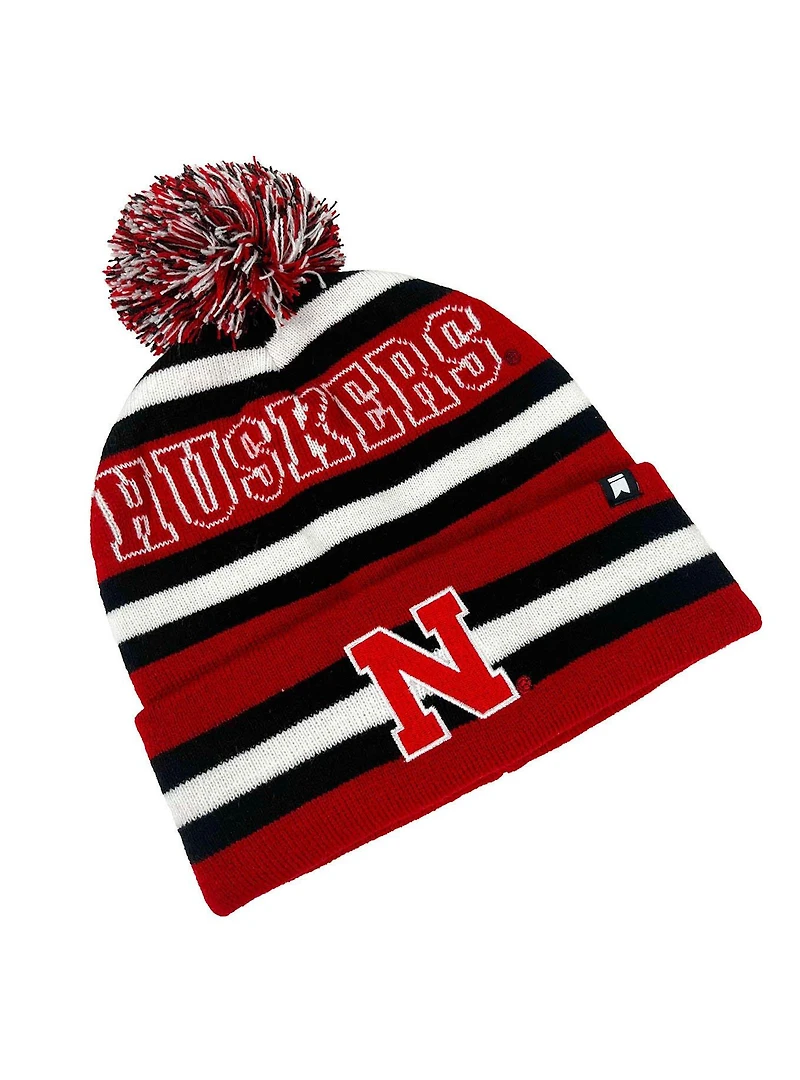 University of Nebraska Block Stripes Knit Pom Beanie