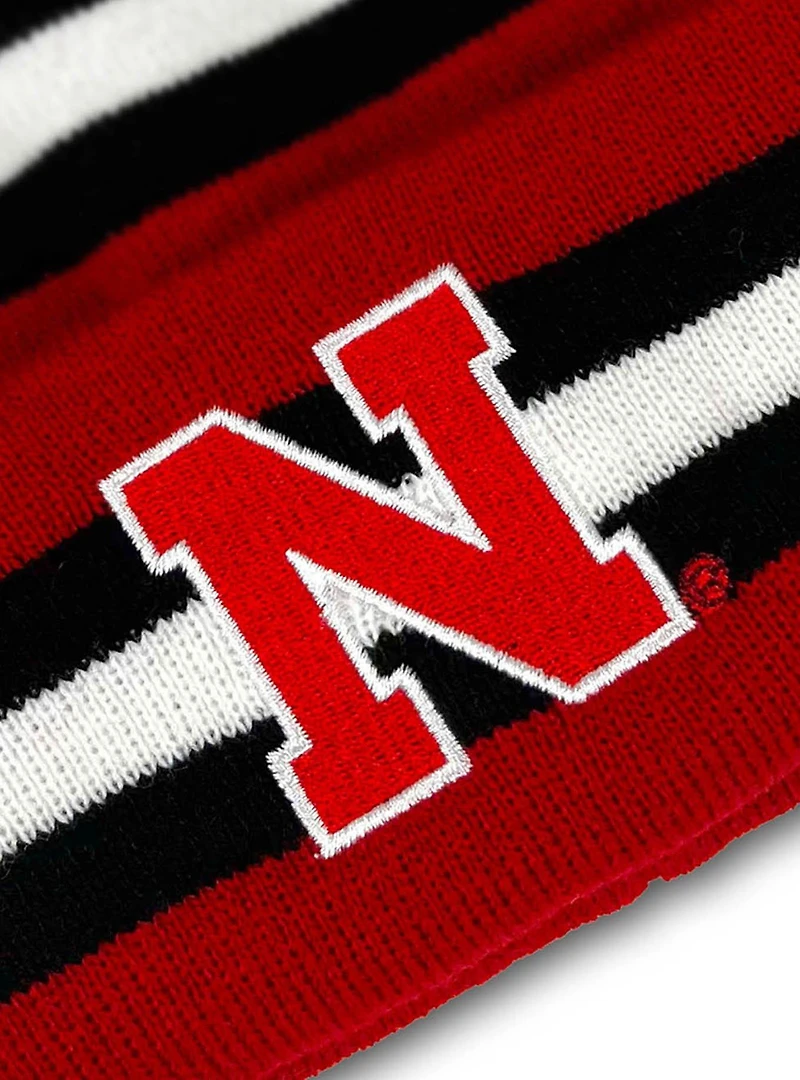 University of Nebraska Block Stripes Knit Pom Beanie