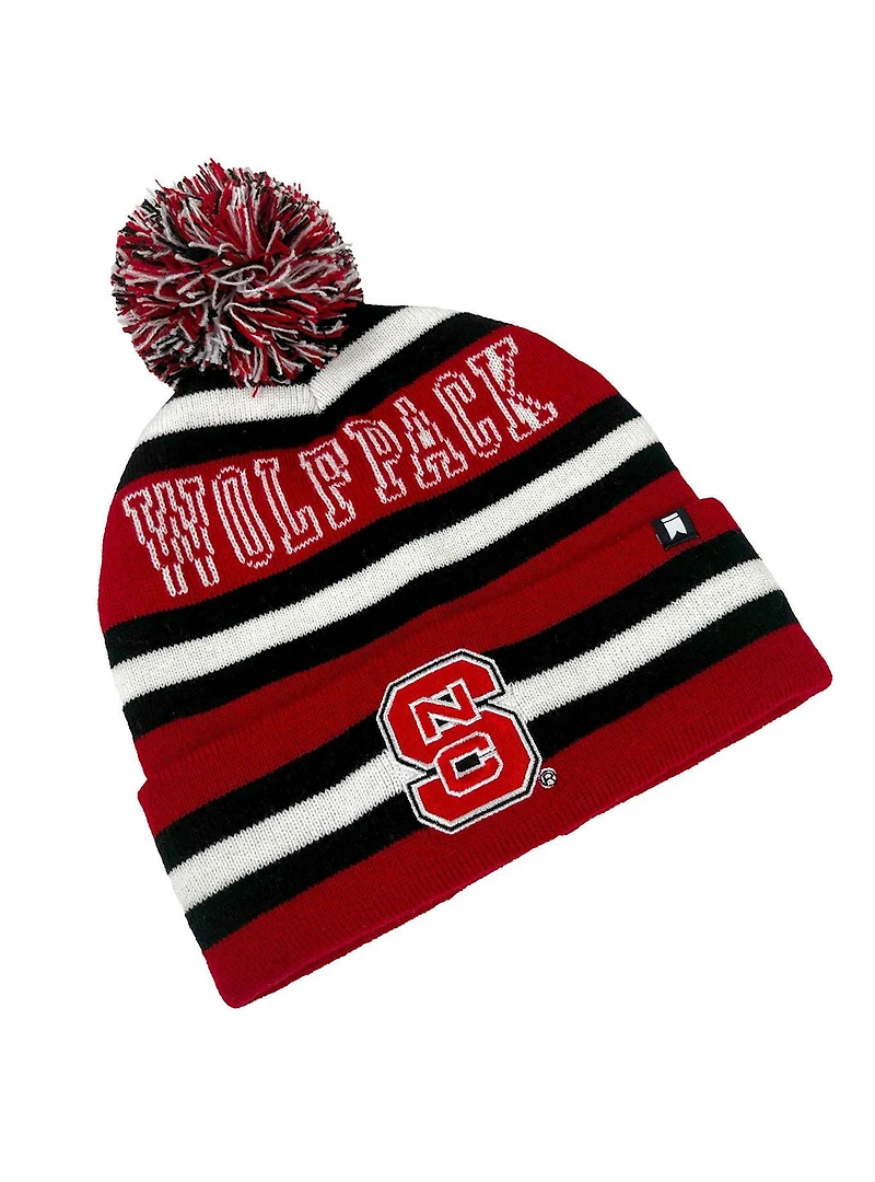 North Carolina State University Block Stripes Knit Pom Beanie