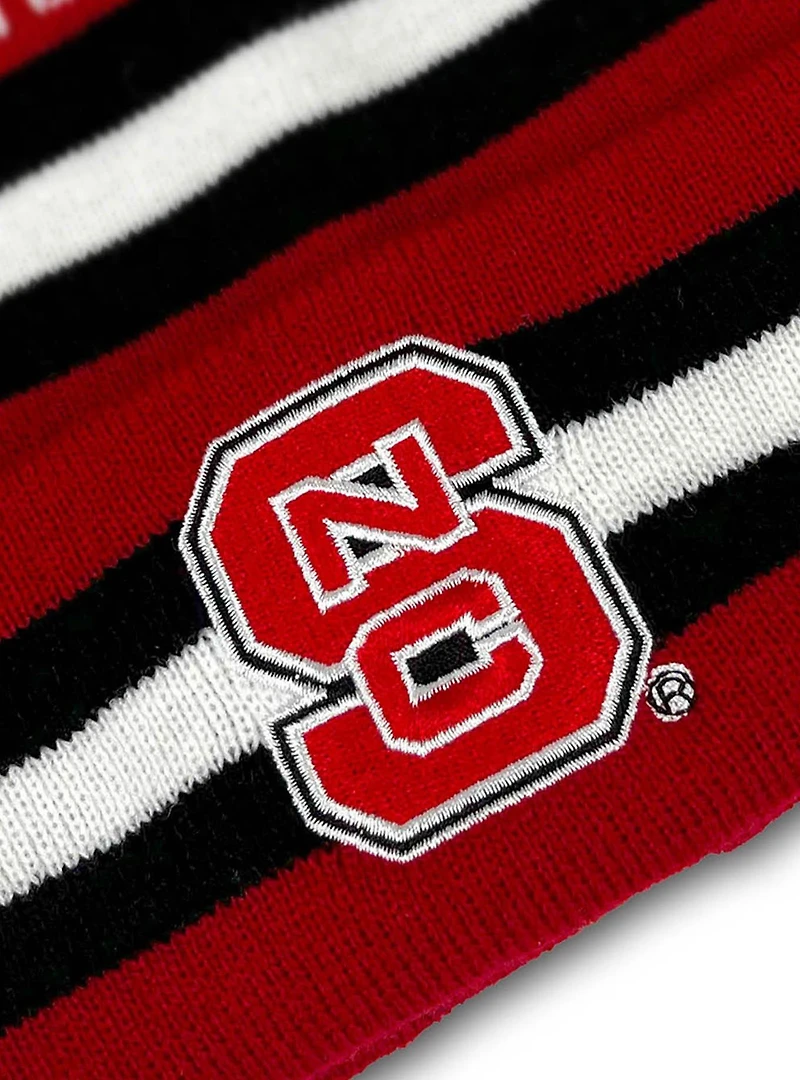 North Carolina State University Block Stripes Knit Pom Beanie