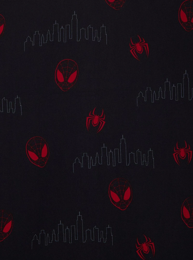 Marvel Spider-Man Miles Morales Mask Allover Print Woven Button-Up — BoxLunch Exclusive