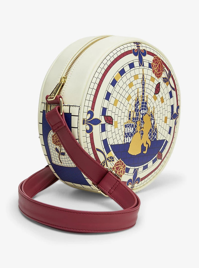 Loungefly Disney Beauty and the Beast Mosaic Round Crossbody Bag - BoxLunch Exclusive