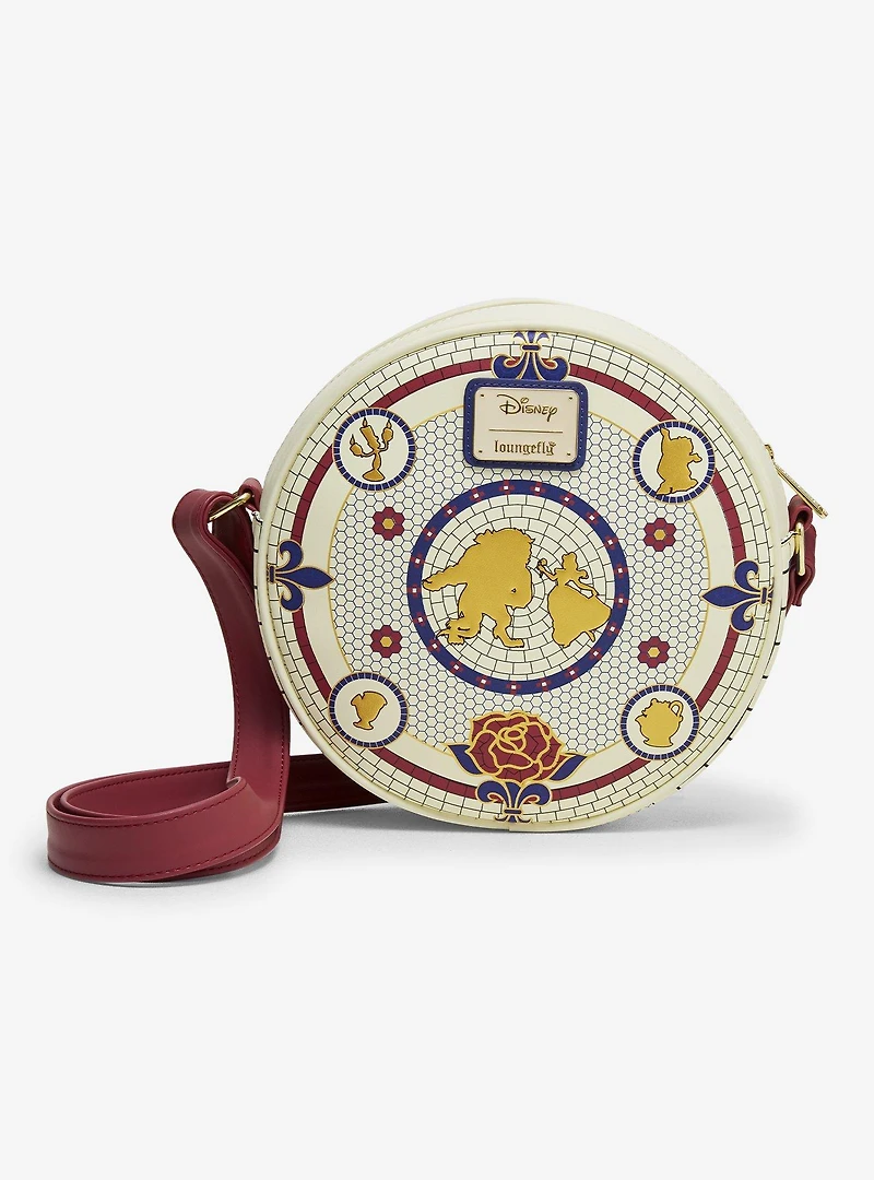 Loungefly Disney Beauty and the Beast Mosaic Round Crossbody Bag - BoxLunch Exclusive