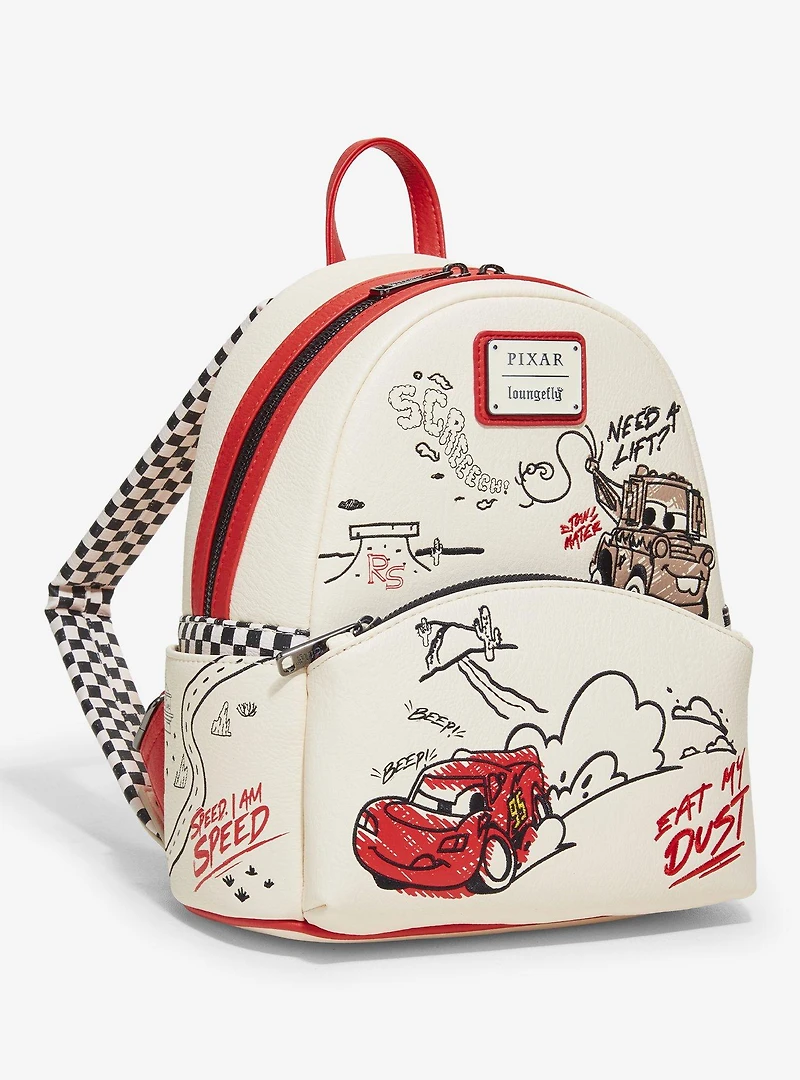 Loungefly Disney Pixar Cars Lightning McQueen & Mater Doodles Mini Backpack - BoxLunch Exclusive