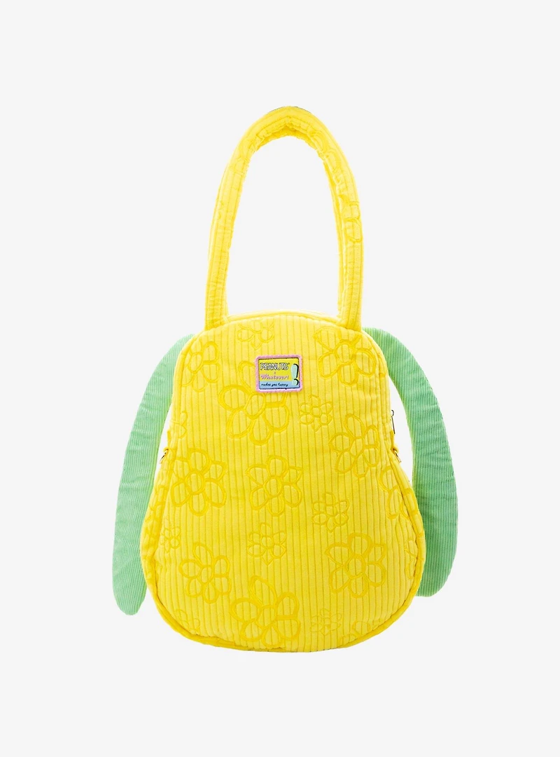 Whatever! Makes You Happy x Peanuts Sherbet Spring Snoopy Head Oversized Corduroy Tote Bag