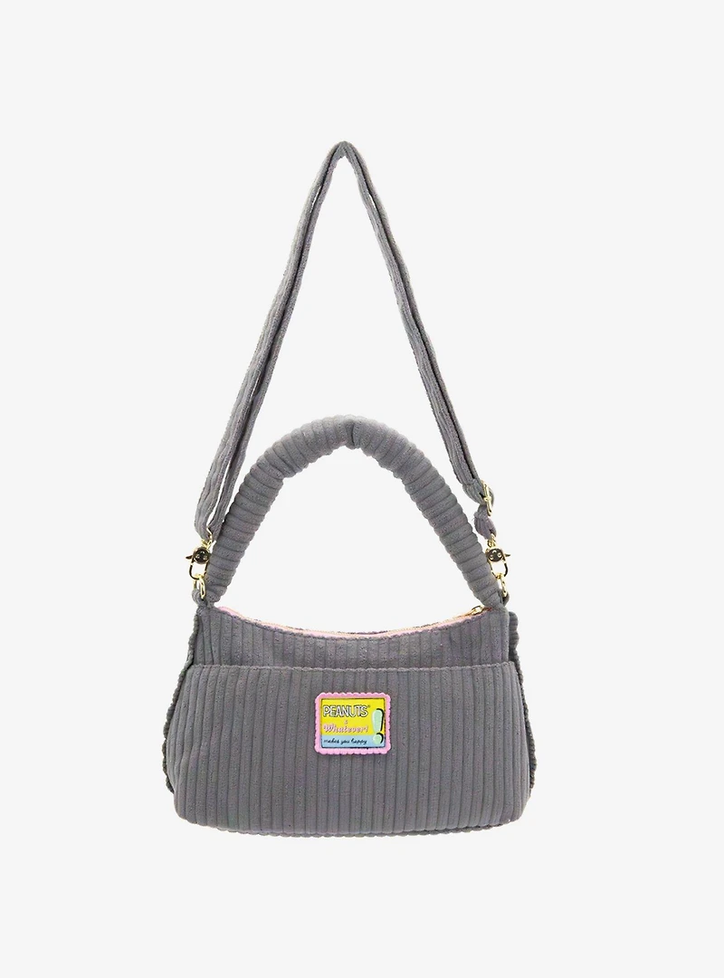 Whatever! Makes You Happy x Peanuts Sherbet Spring Pins & Patches Corduroy Shoulder Crossbody Bag
