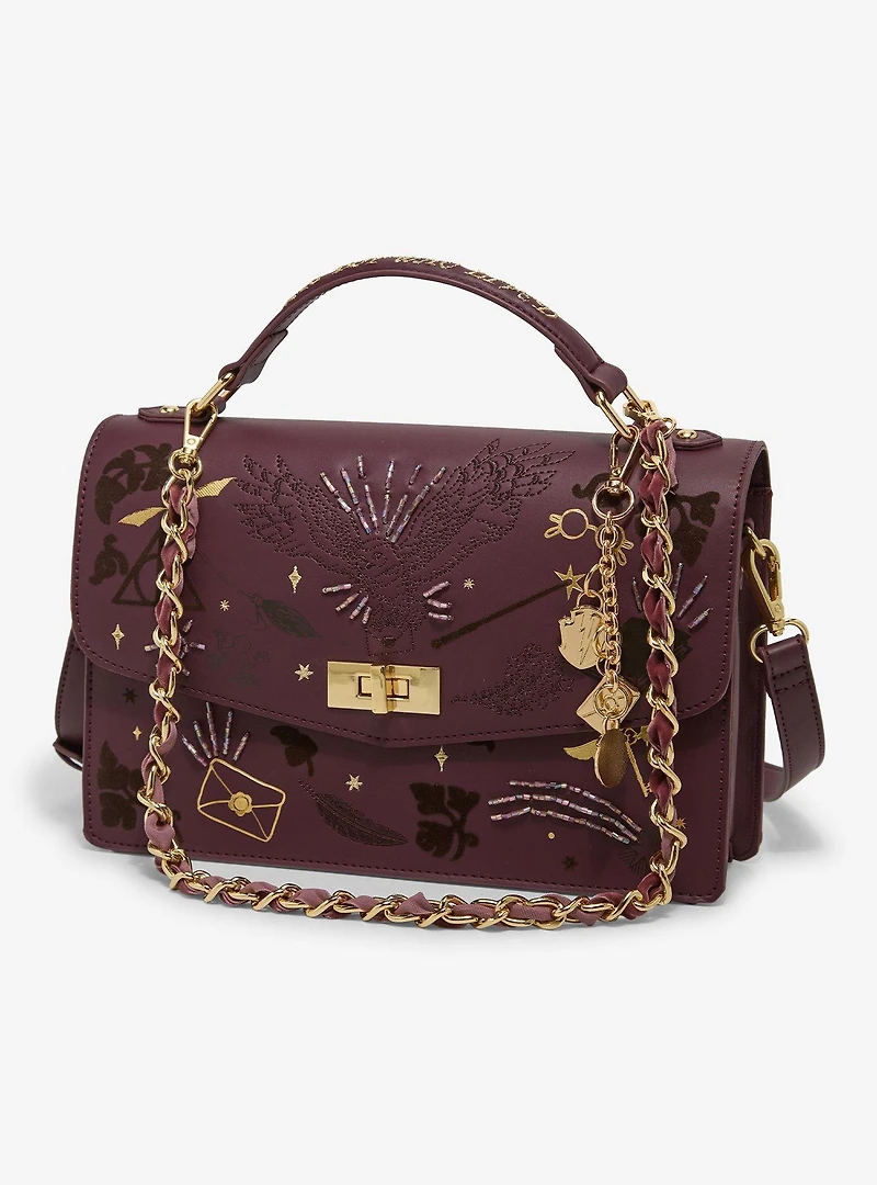 Harry Potter Flocked Magical Icons Crossbody Bag - BoxLunch Exclusive