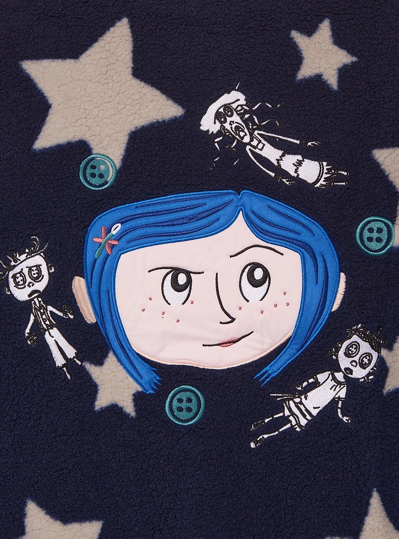 Coraline Star Allover Print Women's Plus Hooded Sherpa Jacket - BoxLunch Exclusive