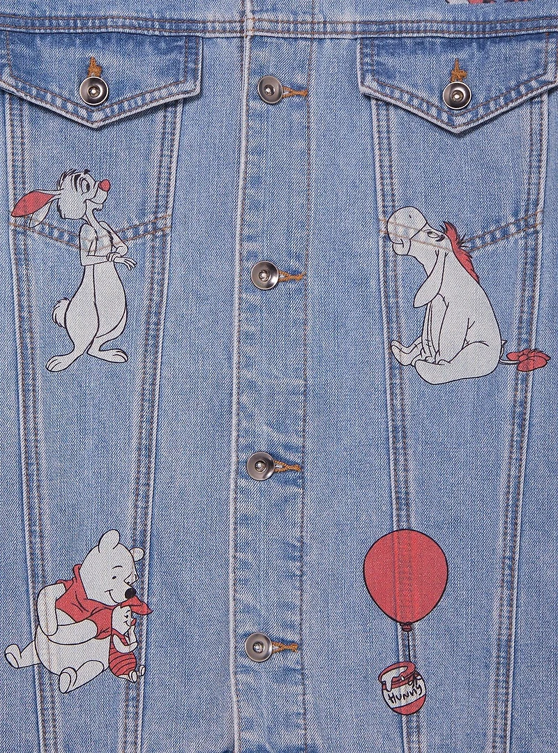 Disney Winnie the Pooh Tonal Characters Allover Print Women's Denim Jacket - BoxLunch Exclusive