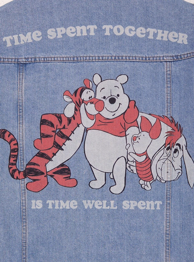 Disney Winnie the Pooh Tonal Characters Allover Print Women's Denim Jacket - BoxLunch Exclusive