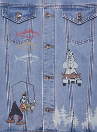 Disney Goofy Gone Fishing Allover Print Women's Denim Jacket - BoxLunch Exclusive