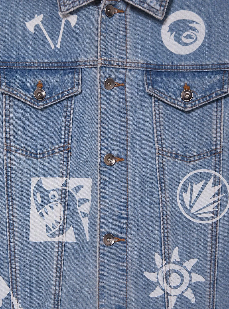 DreamWorks How to Train Your Dragon Allover Print Women's Denim Jacket - BoxLunch Exclusive