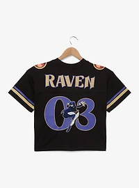 DC Comics Teen Titans Raven Women's Cropped Football Jersey - BoxLunch Exclusive