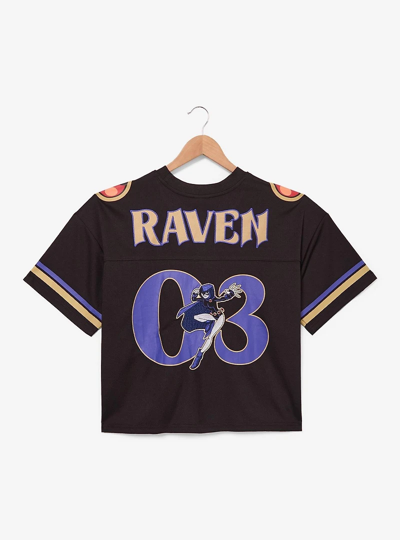 DC Comics Teen Titans Raven Women's Plus Cropped Football Jersey - BoxLunch Exclusive