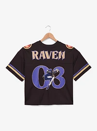 DC Comics Teen Titans Raven Women's Plus Cropped Football Jersey - BoxLunch Exclusive