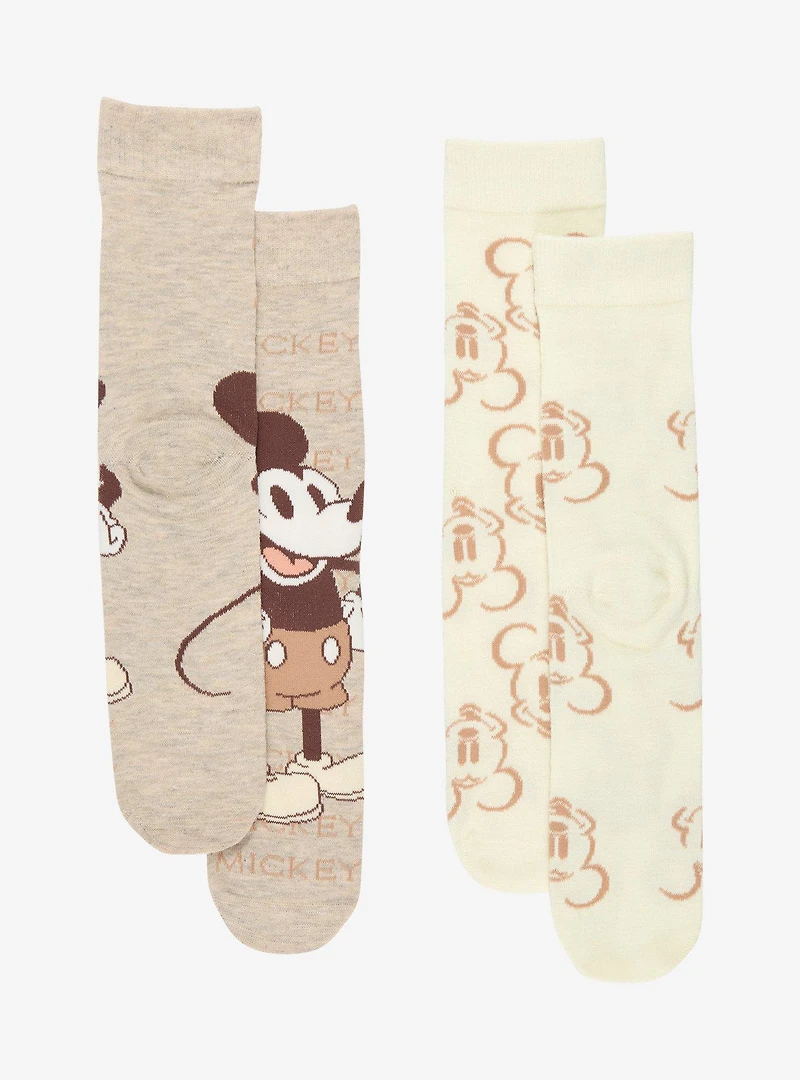Disney Mickey Mouse Beige Icons Crew Sock Set