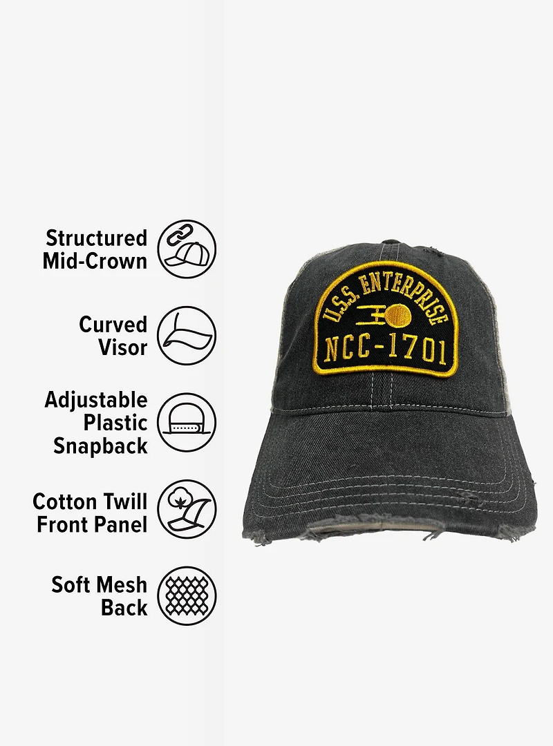 Star Trek TOS Enterprise Arch Vintage Trucker Cap