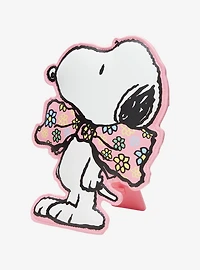 Whatever! Makes You Happy x Peanuts Floral Bow Snoopy Stand Keychain