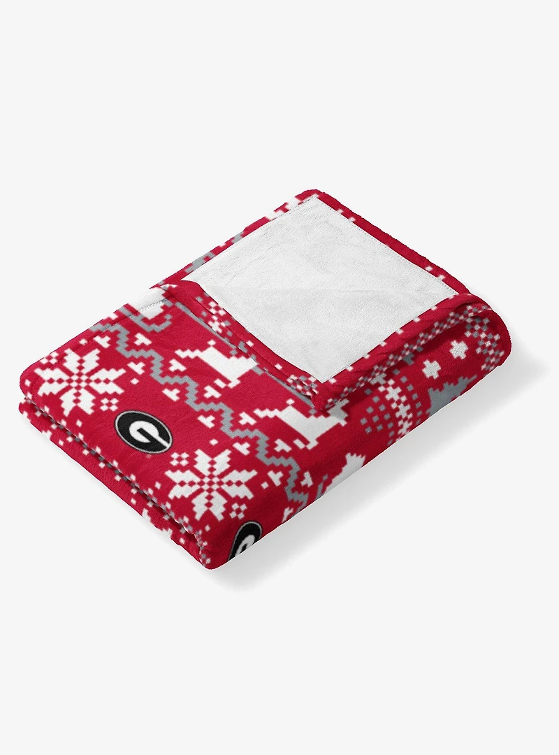 NCAA Georgia Bulldogs Christmas Time Silk Touch Throw Blanket