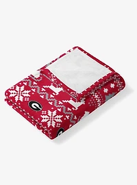 NCAA Georgia Bulldogs Christmas Time Silk Touch Throw Blanket